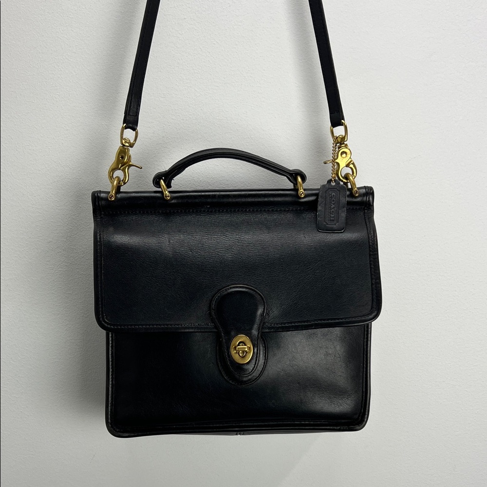 Vintage Coach Willis 9927 Top Handle Satchel Bag Crossbody Black Brass USA Made - Picture 3 of 15